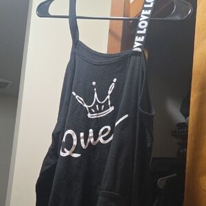 Black Tank Top with Crown Graphic
